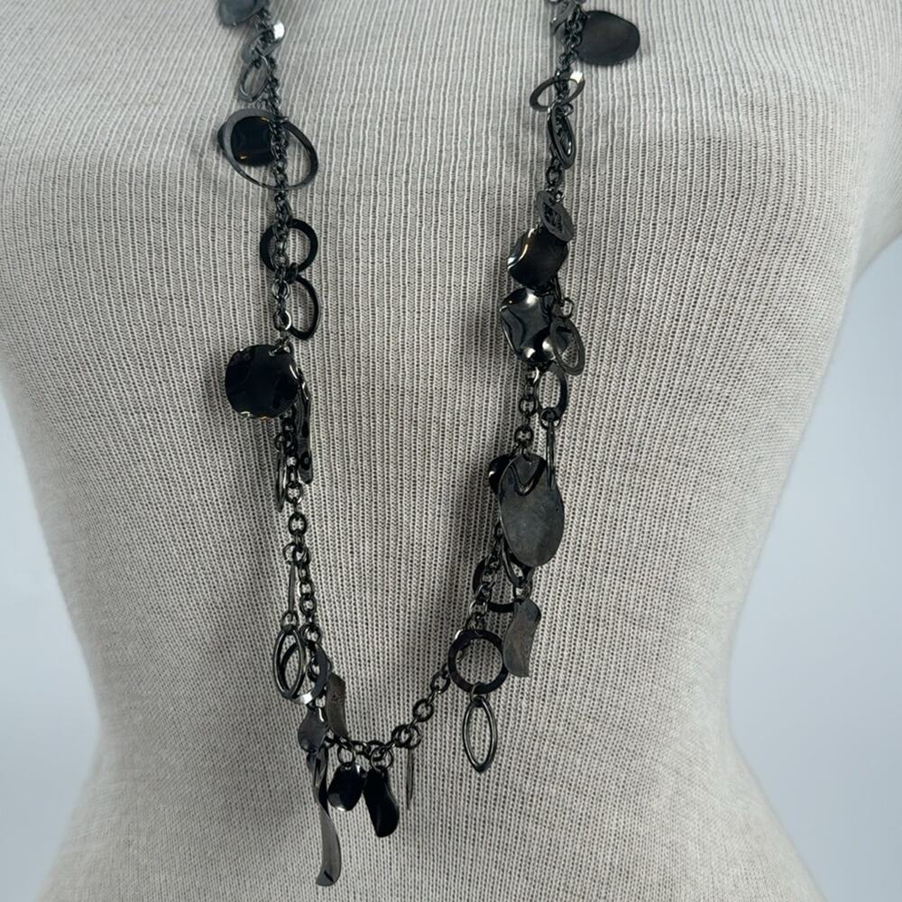 Y2K Disk and ring layered chain necklace